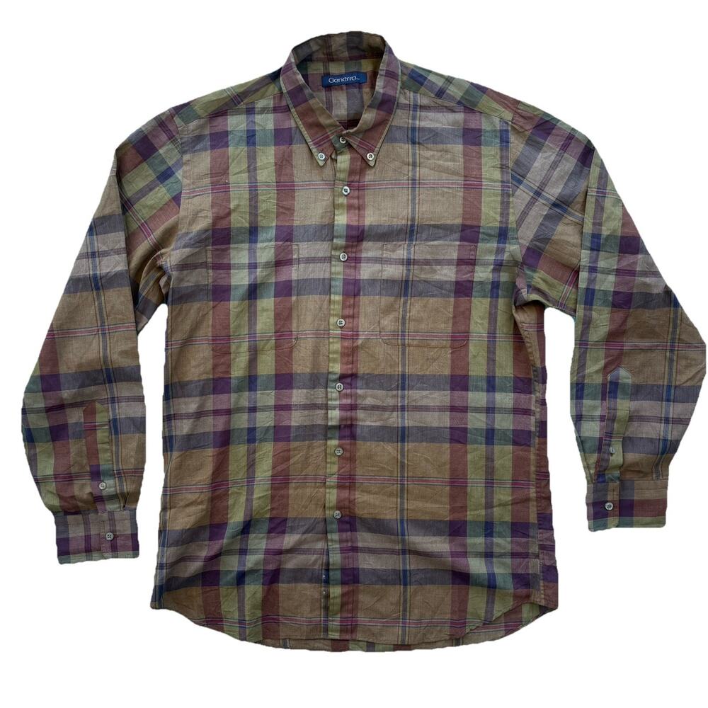 Generra Neutral Olive flannel Button Down Shirt Men’s Size Medium